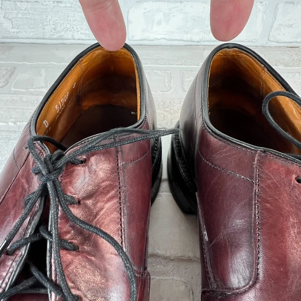 Allen Edmonds Hillcrest Oxford Shoes Mens 10 D Burgundy Leather Bicycle Toe 5974